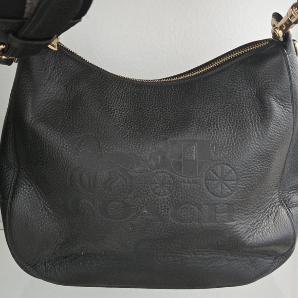 Coach Black Pebble Leather Hobo Satchel Bag with Gold Accents - Picture 4 of 10